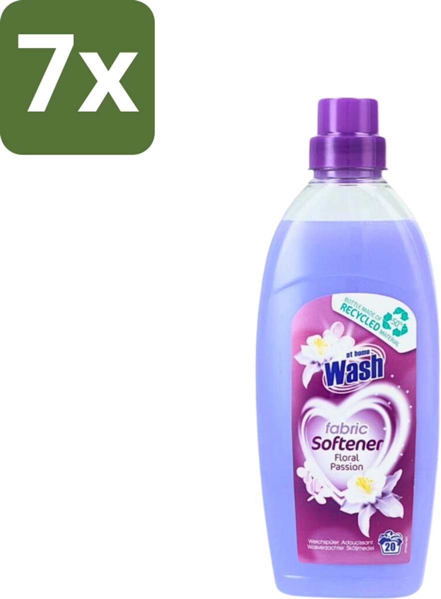 7 x At Home - Wash - Wasverzachter - Floral Passion - 20 Wasbeurten - Wasverzachter - Wasverzachter Floral Passion - Wasverzachter Voor Kleding - Wasverzachter Voor Alle Stoffen - Wasverzachter Voor Katoen