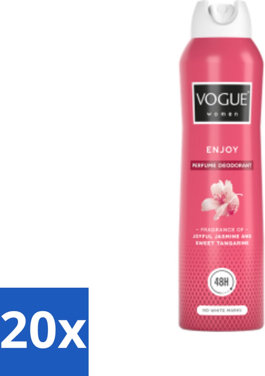 20 x Vogue Enjoy Parfum Deodorant 150 ml - Parfum En Deodorant - Deodorant Spray - 24 Uur Bescherming - Geur Van Mandarijn - Geur Van Jasmijn