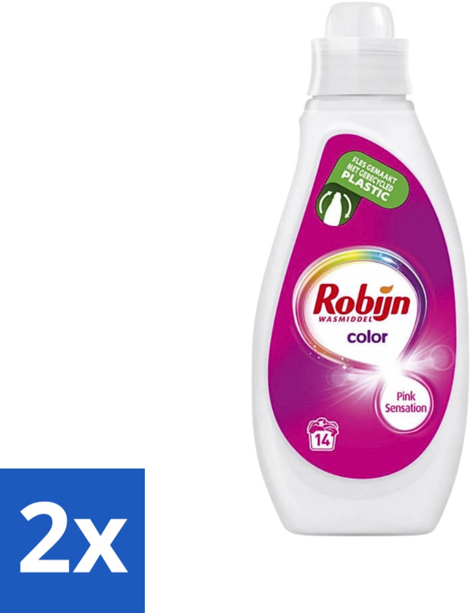 2 x Robijn - Color - Vloeibaar Wasmiddel - Pink Sensation - 14 Wasbeurten - 700 ml - Kleurbehoud - Wasmiddel - Vloeibaar Wasmiddel - Geur - Wasbeurt