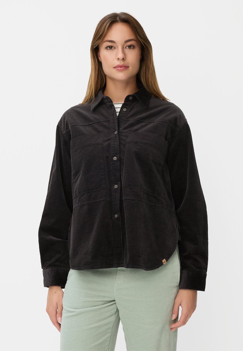 camel active Oversized blouse met overhemdkraag - Maat womenswear-S - Zwart