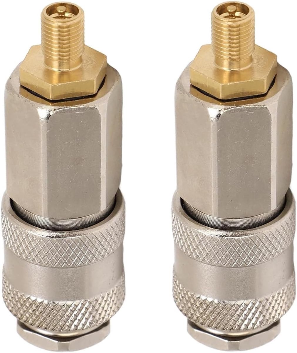 Set van 2 Ventielconnectoren voor Autobanden, Robuuste Stalen Adapter, 3-in-1 Snelle Koppeling voor Luchtcompressor en Bandenpomp, Ideaal voor Luchtvulling en Autobandenonderhoud