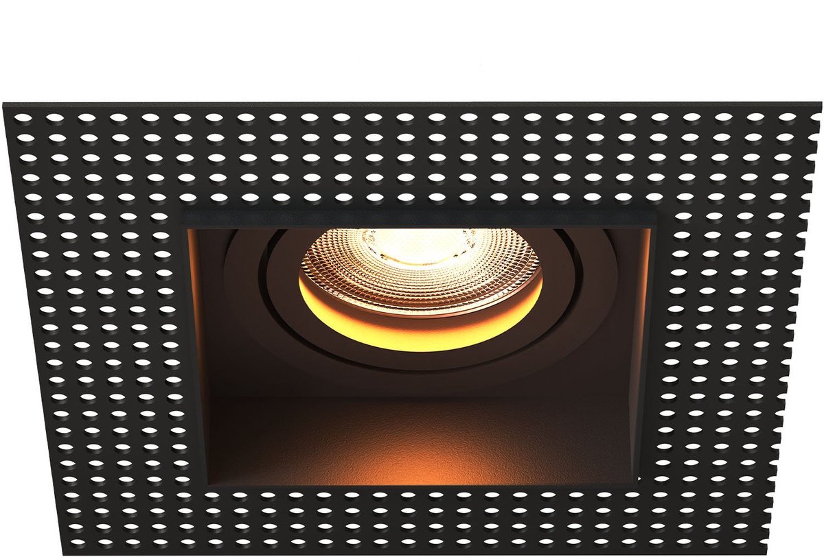 Ledvion – Trimless LED Inbouwspot Vierkant 130x130mm – Zwart – Dimbaar – Kantelbaar – GU10 – 2700K – 3W – IP20