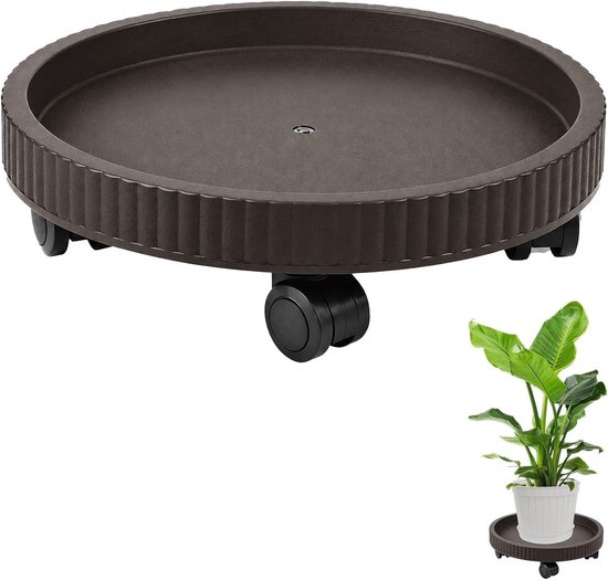 Ronde Plantroller 40 cm met Wielen voor Bloempotten - Stevige Transportwagen voor Grote Planten, 360° Draaibaar en Geschikt voor Zware Lasten
