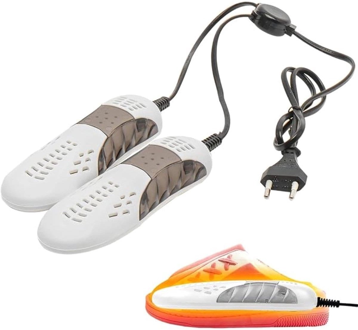 Klarven® Schoenendroger Wit - Elektrisch met Deodorant Ontvochtiger - Frisse Droge Schoenen, Geschikt voor Wandel-, Hardloop- en Skischoenen - L 20 x B 9 x H 7 cm