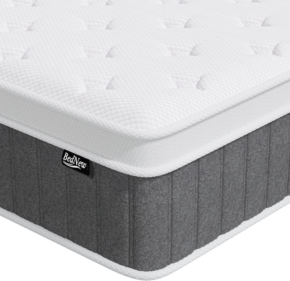 Bednew Matras 140 x 200 cm, 26 cm veermatras H3, hoogte 7-zones, orthopedische zakveermatras met comfort memory - ShopVlot