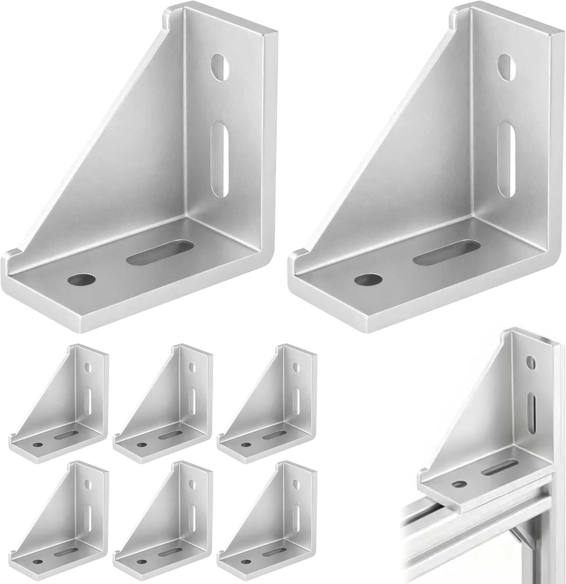 Aluminium hoeken 90 graden connectoren voor profielen, 8 stuks, robuuste montage, ideaal voor constructie en meubels