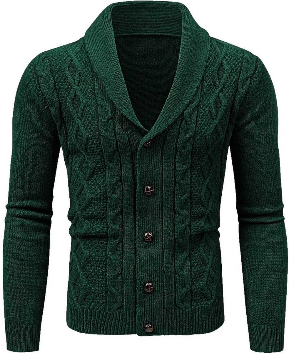 Currero Cardigan Heren Vest Mannen Met Knopen Volwassenen Warm Gebreid Vest Donkergroen