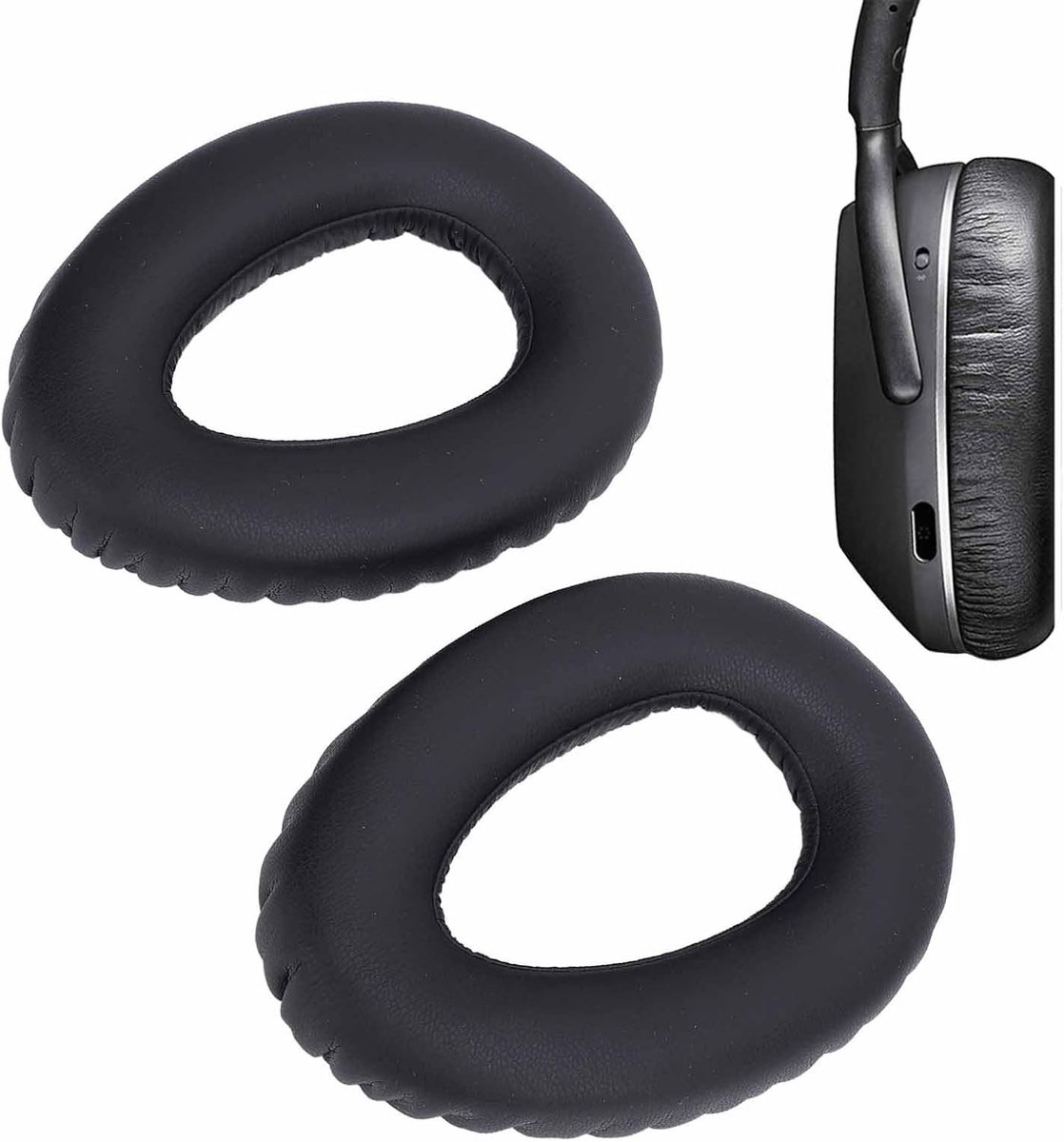 Vervangende Oorkussens voor PXC480, PXC550 en MB 660 Headsets, Geluidsisolerend en Comfortabel, Zwart Kunstleer