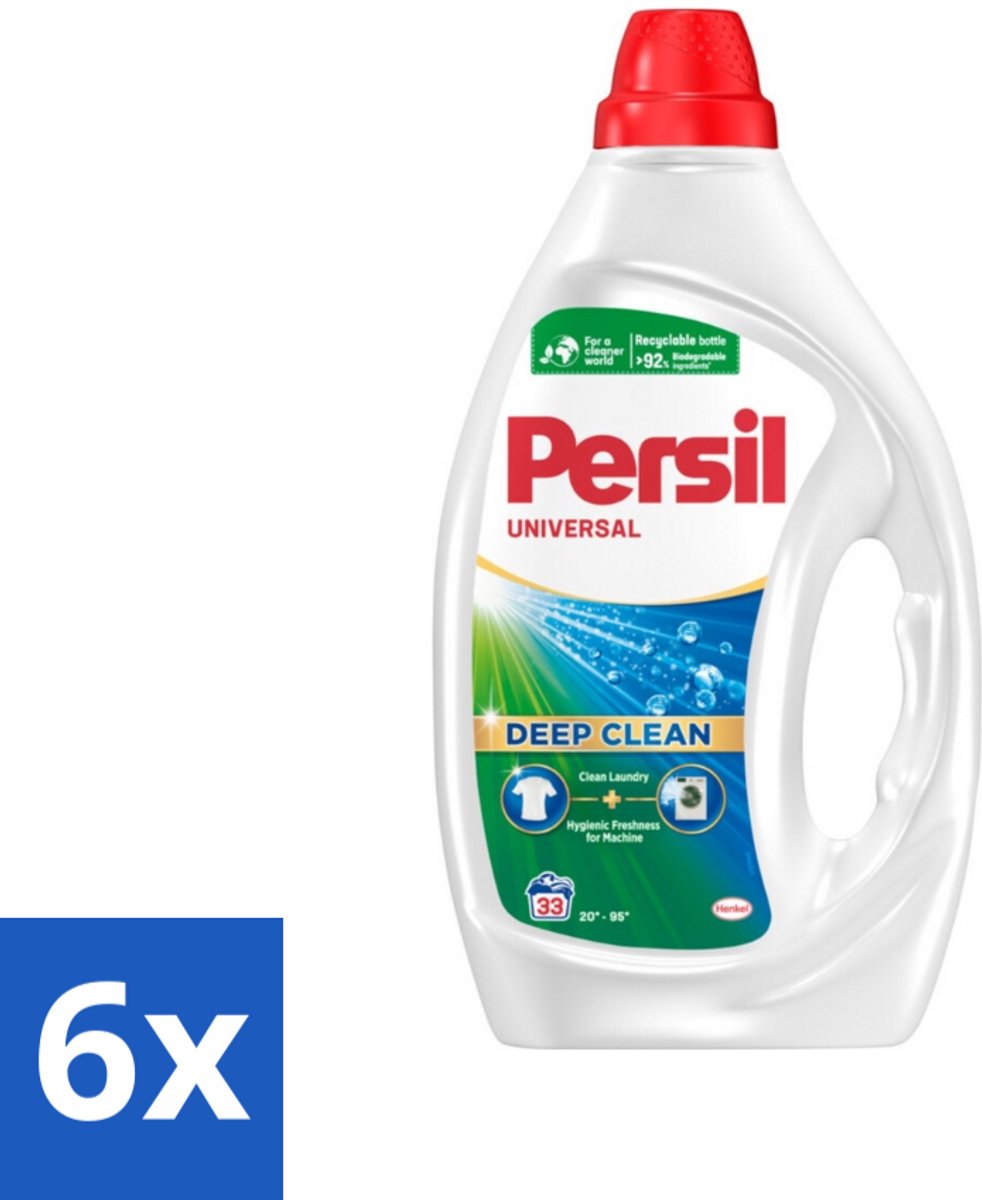 6 x Persil Wasmiddel Gel 33 Wasbeurten Universal 1,485 liter - Wasmiddel - Vloeibaar Wasmiddel - Persil - Vlekken Verwijderen - Wasmachine Reinigen