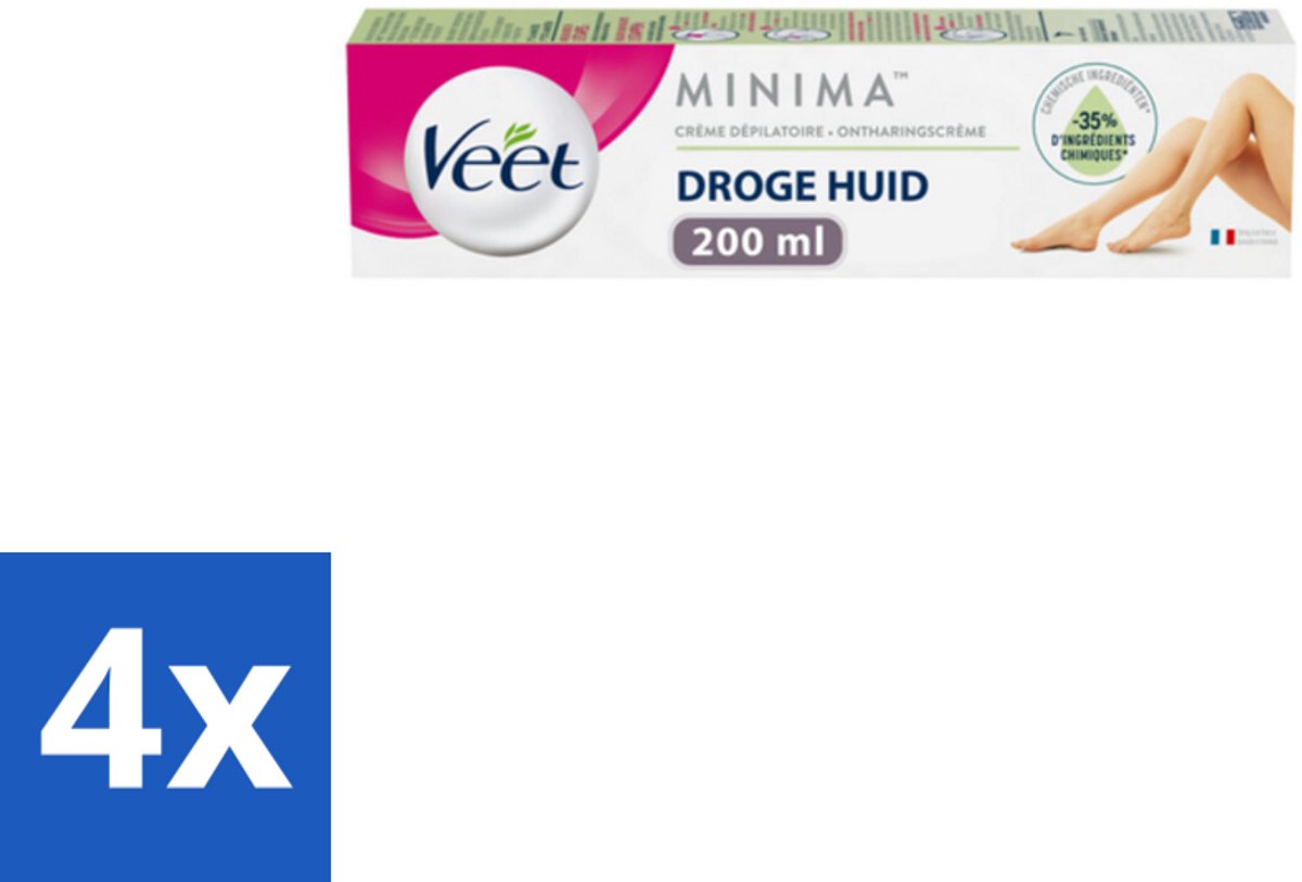 4 x Veet - Minima Ontharingscrème - Droge Huid - 200ml - Ontharingscrème - Droge Huid - Veet Minima - Ontharing - Gladde Huid