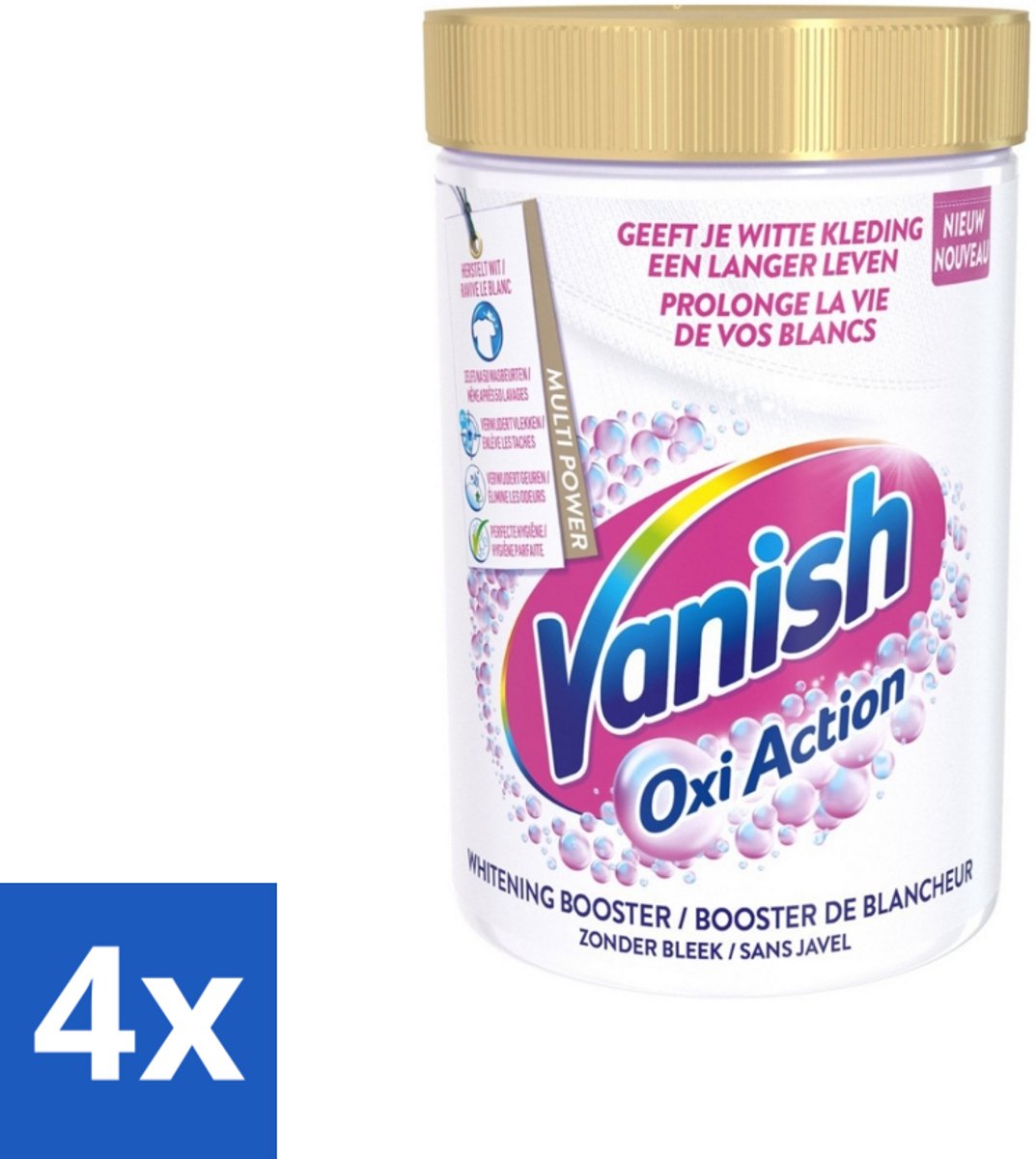 4 x Vanish Oxi Action - Vlekkenverwijderaar Poeder - Zonder Bleek - Witte Was - 710 Gram - Vlekkenverwijderaar - Witte Was - Waspoeder - Vlekken Verwijderen - Wasverzachter