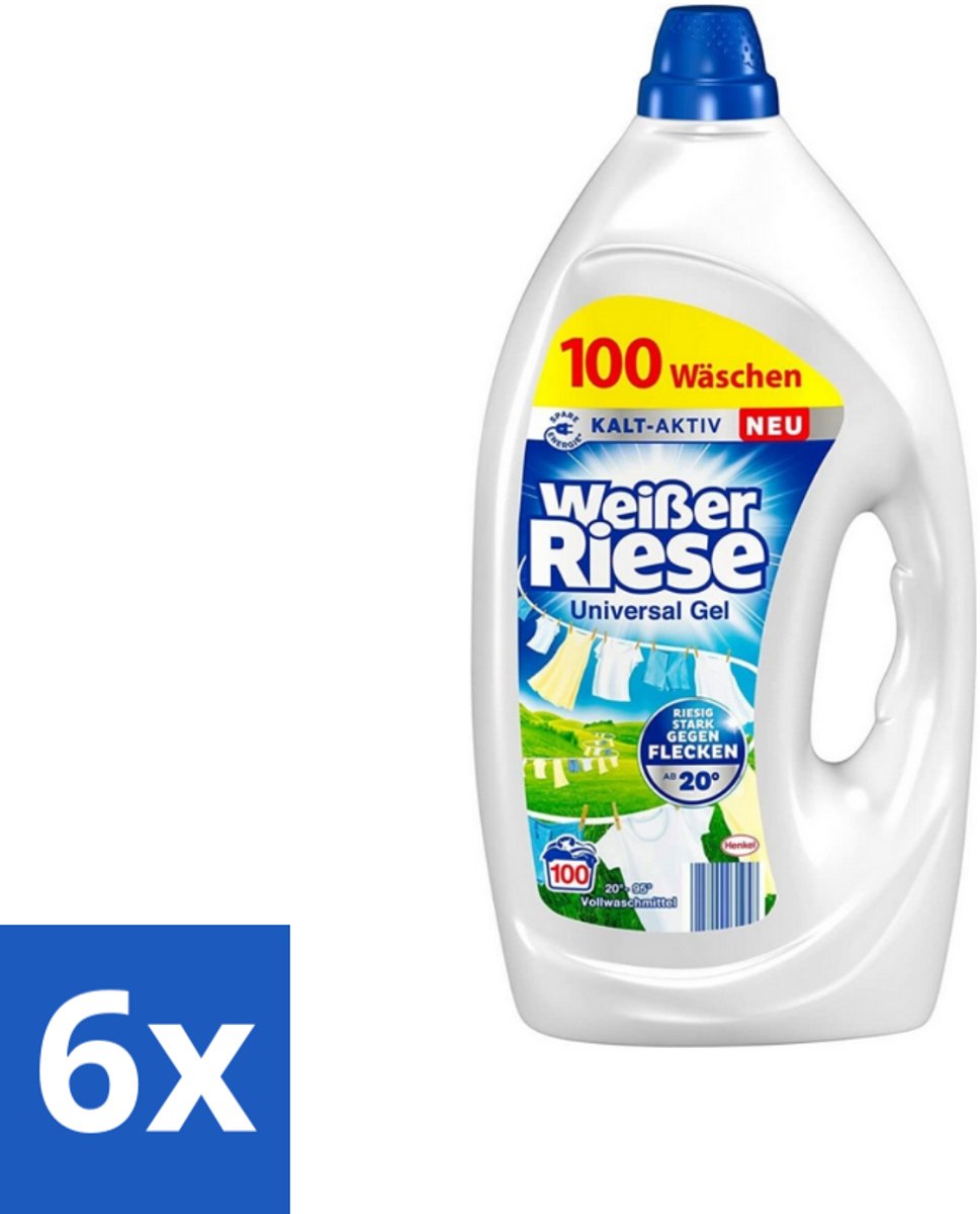 Weißer Riese - Wasmiddel - Gel - Witte Was - 4.5L - 100 Wasbeurten - Voordeelverpakking - 6 stuks