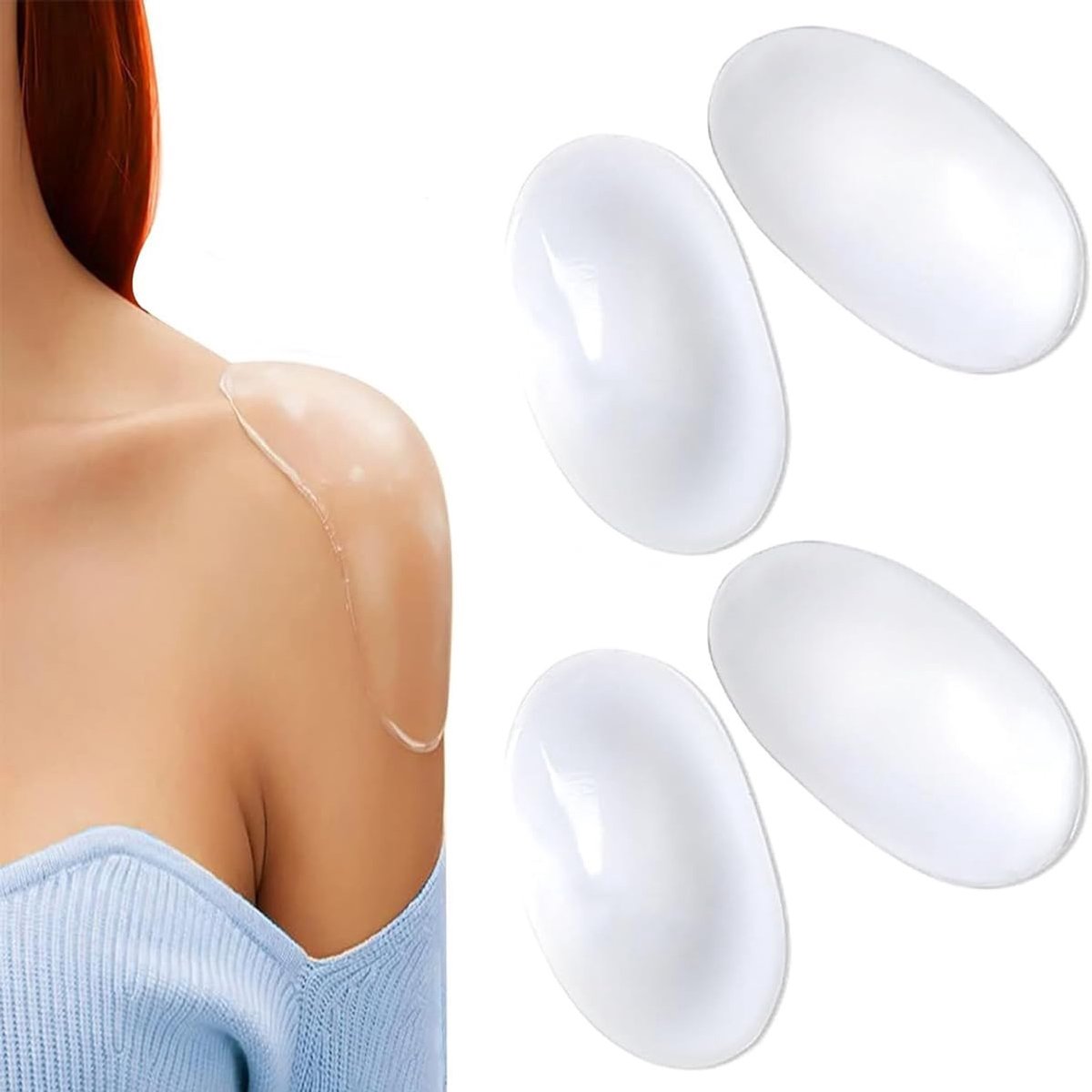 Transparante Onzichtbare Siliconen Schouderkussens - 2 Paar Verstevigde Schouderpads voor Dames en Heren, Perfect voor Kostuums en Jassen