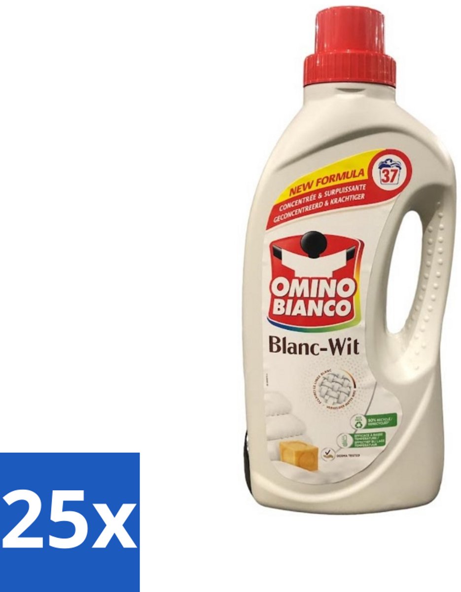 Omino Bianco - Wasmiddel - Geconcentreerd & Krachtig - Witte Was - 37 Wasbeurten - Bulkverpakking - 25 stuks