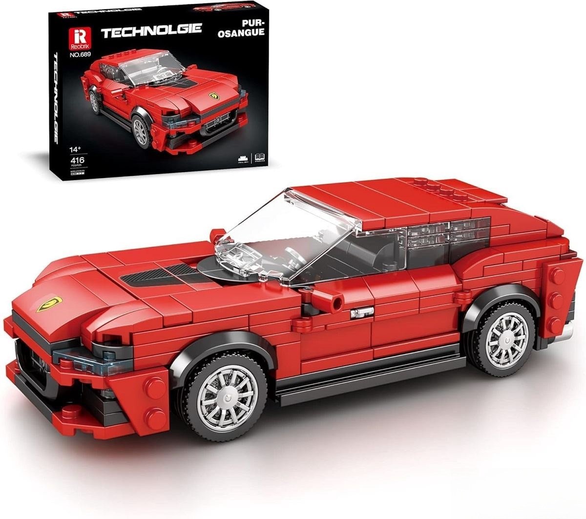 Reobrix 689 Ferrari Purosangue 1:24 bouwset | City fast champions adventure | Creator classic motor bouwpakket | Technic speelgoed ideas voor volwassenen | Icons furious speed auto geschikt voor lego | Technische bouwdoos met 416 bouwstenen