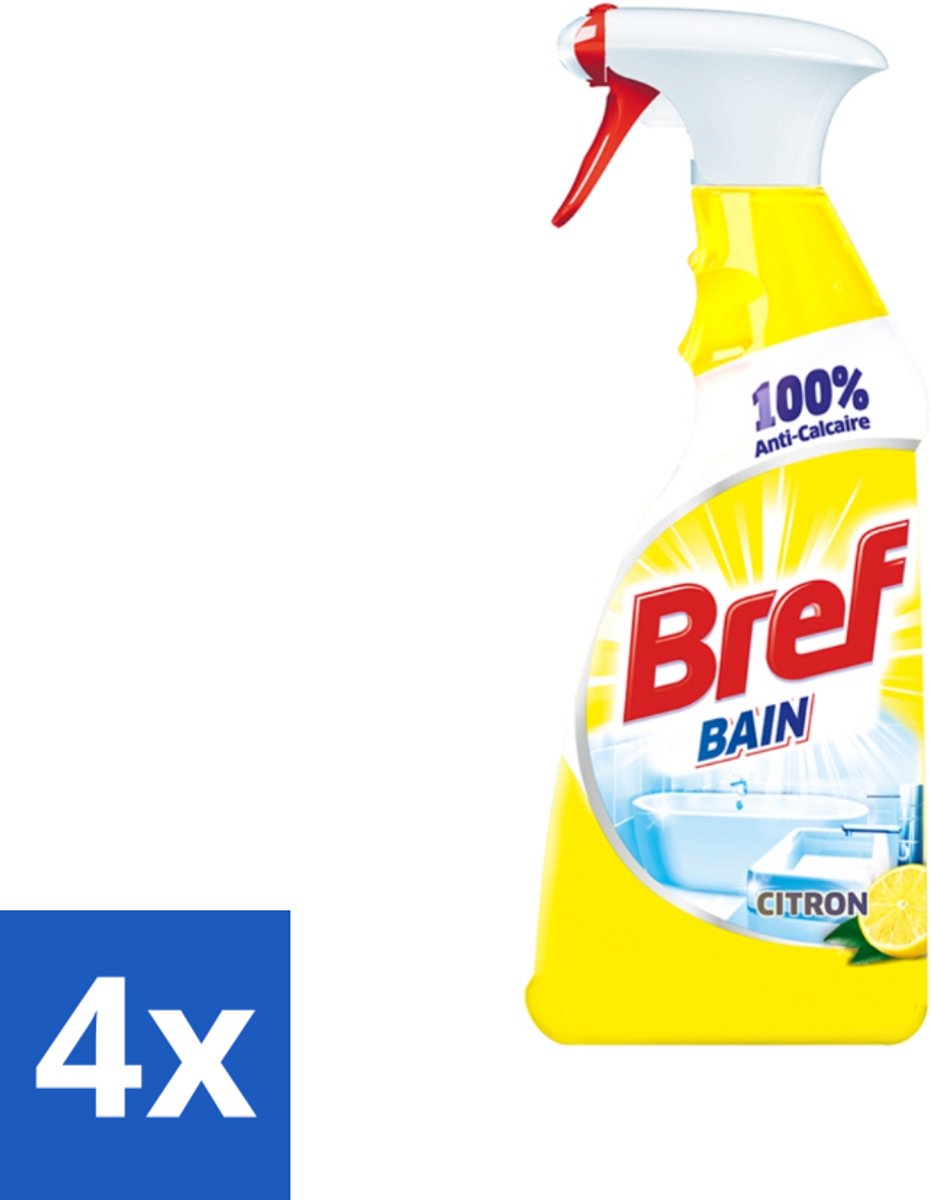 Bref - Badkamerreiniger - Spray - Anti-Kalk - Citroen - 750 ml - Voordeelverpakking - 4 stuks