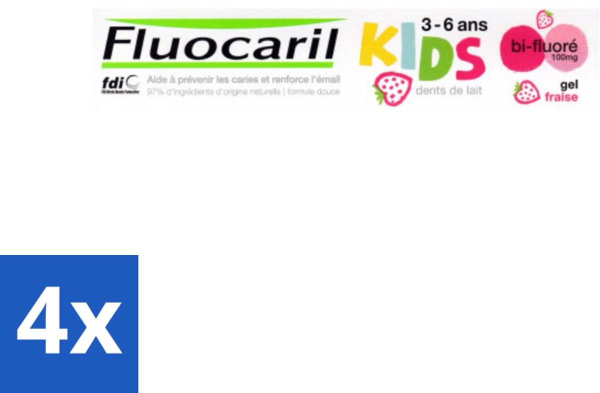 4 x Fluocaril Kids - Bi-Fluoride - Tandpasta - Met Aardbeiensmaak - 3 tot 6 jaar - 50 ml - Tandpasta Voor Kinderen - Fluoride Tandpasta - Kinder Tandpasta - Aardbeiensmaak Tandpasta - Tandenpoetsen Voor Kinderen