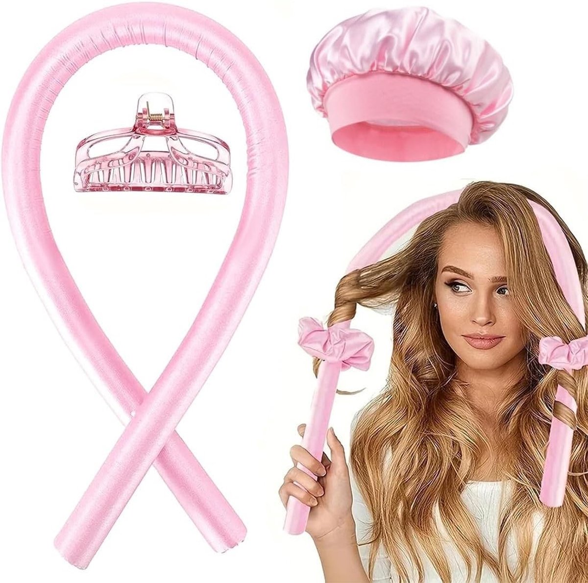 Heatvrije Curlers voor Droomkrullen, Niet-Slip Nachtset voor Lang Haar, DIY Haarstylingset