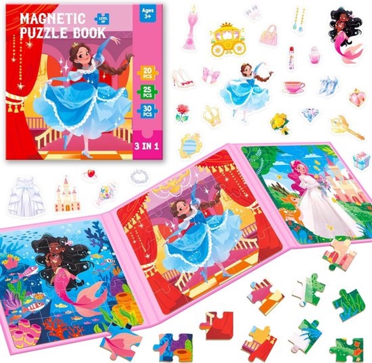 Magnetische Puzzels voor Kinderen van 3 tot 5 Jaar - Reispuzzels met 20/25/30 Stukjes en Sudoku