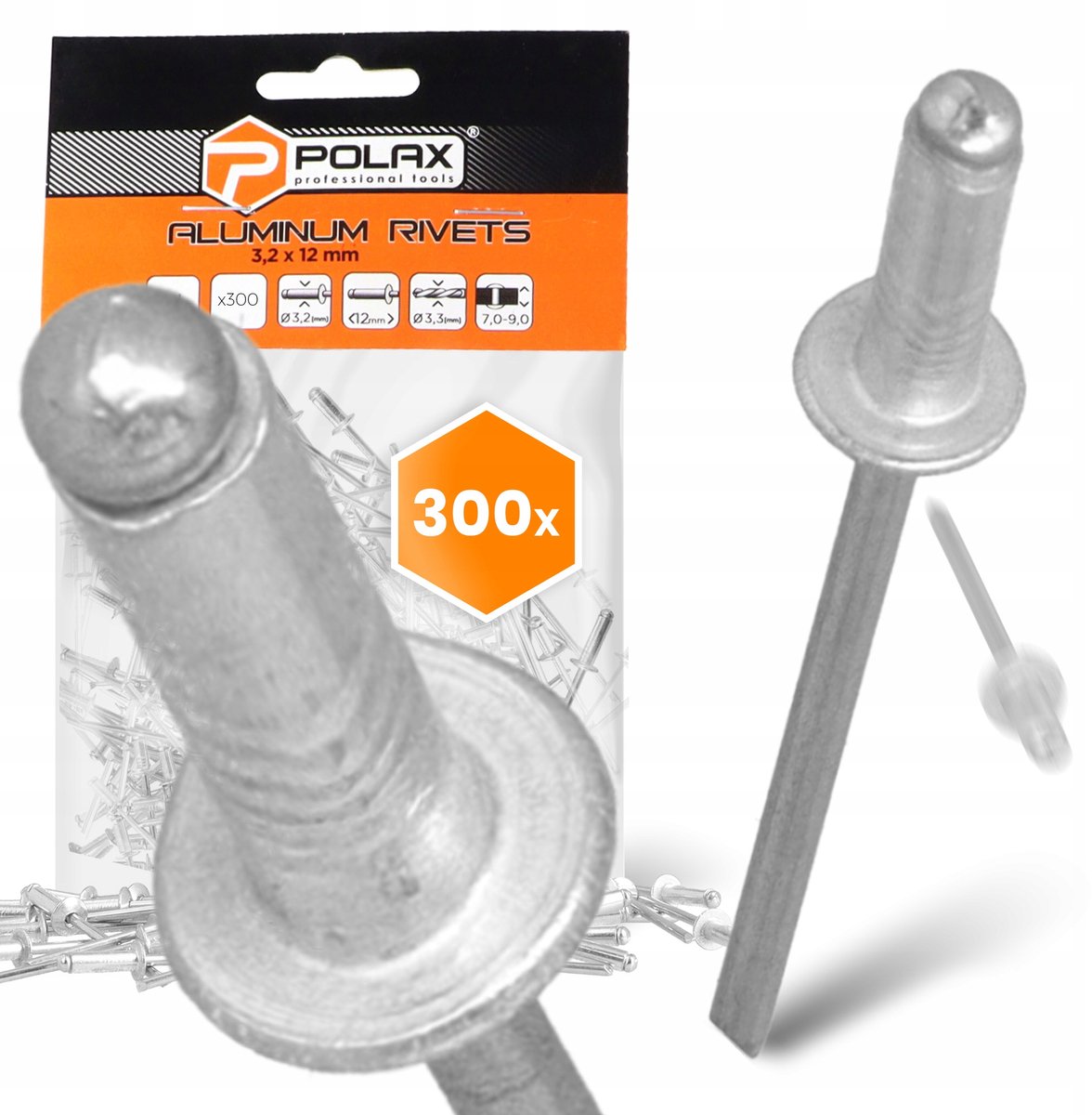 300x Aluminium Blindklinknagels 3,2x12 mm Verzinkt Sterk Zilver