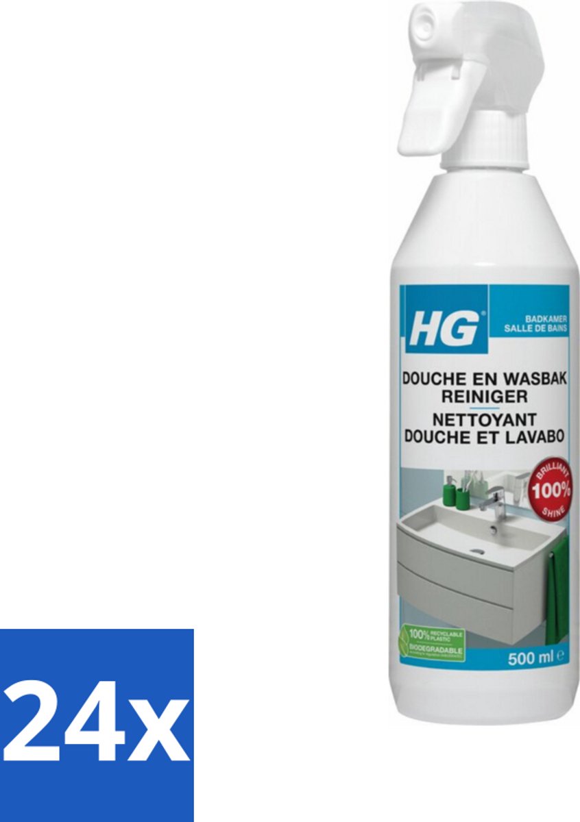 24 x HG Douche en Wasbakreiniger Alledag 500 ml - Badkamer Reiniger - Douche Reiniger - Wasbak Reiniger - Kalkaanslag Verwijderen - Glans Reiniger
