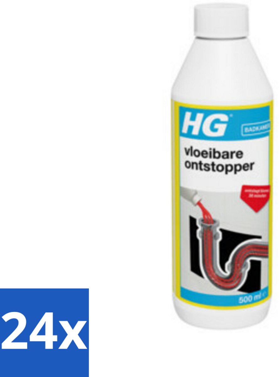 24 x HG Vloeibare Ontstopper 500 ml - Badkamer Ontstopper - Verstopping Oplossen - HG Ontstopper - Vloeibare Ontstopper - Wasbak Ontstopper