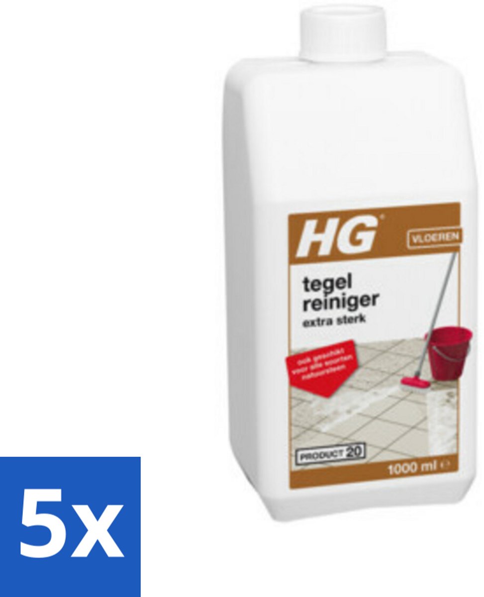 5 x HG Tegelreiniger Extra Sterk 1 liter - Tegelreiniger - Natuursteen Reinigen - Vetvlekken Verwijderen - Kalk Verwijderen - Vloer Reinigen