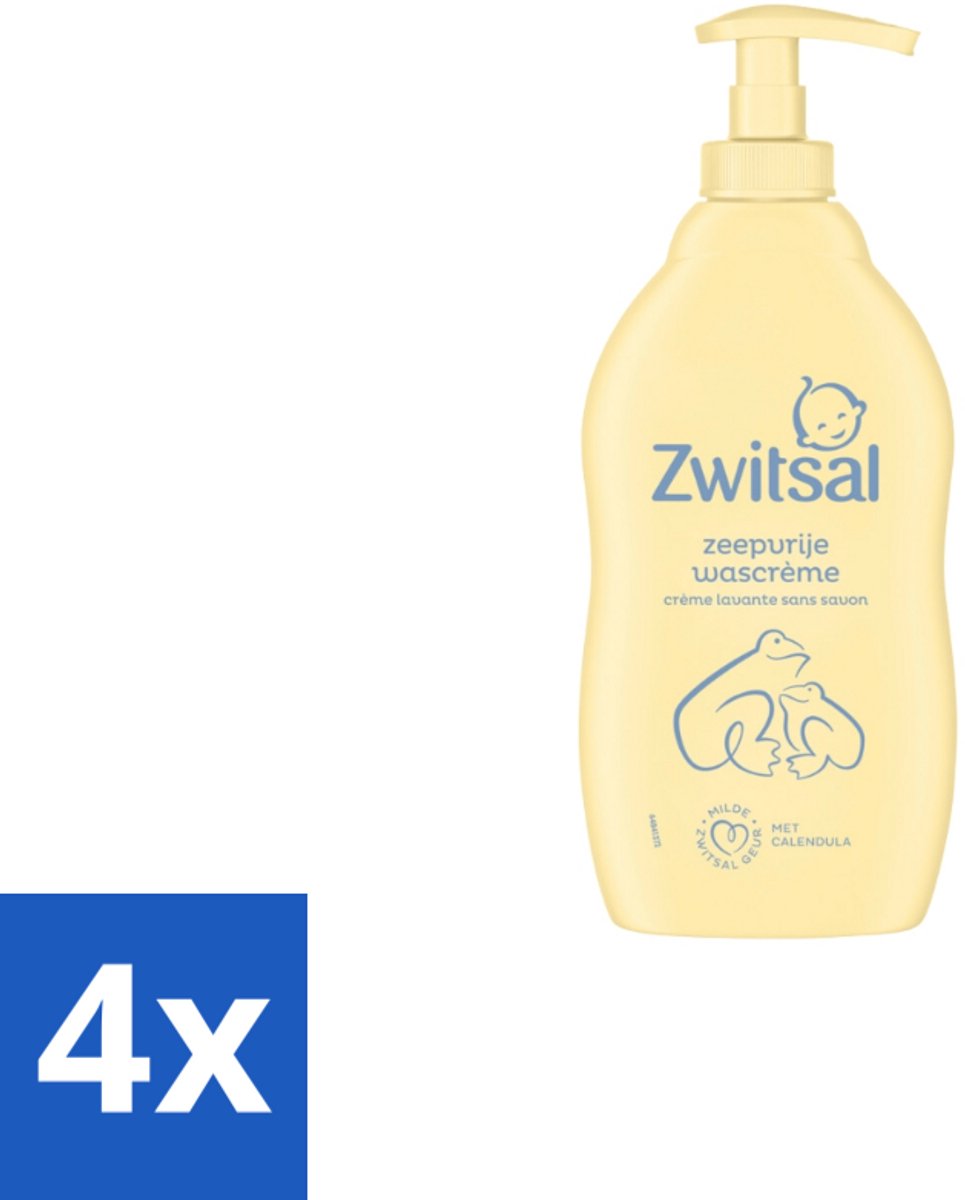 4 x Zwitsal – Wascrème – Zeepvrij – 400 ml - Babywasmiddel - Zeepvrije Wascrème - Zwitsal Wascrème - Babyhuid Verzorging - Zwitsal Crème