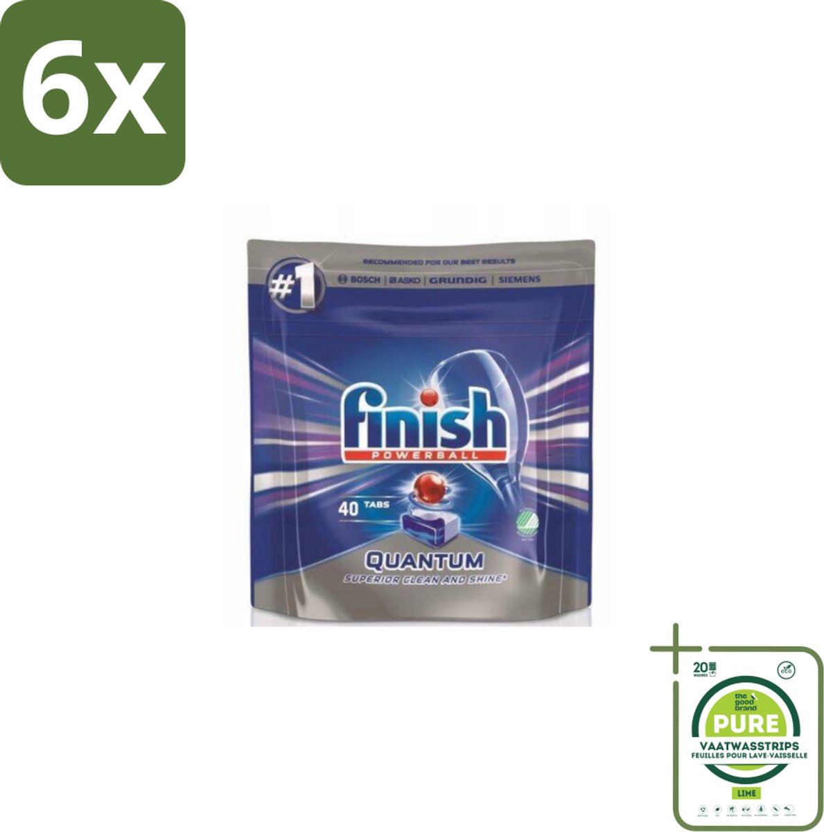 Finish – Vaatwastabletten – Quantum Regular – 40 Capsules - Voordeelverpakking - 6 stuks - Vaatwastabletten - Vaatwasser