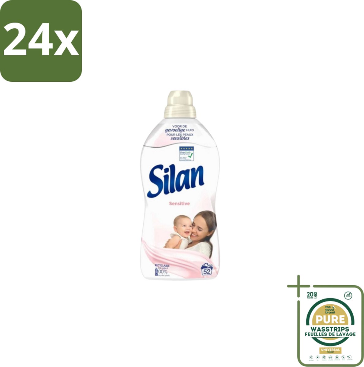 Silan – Wasverzachter – Sensitive – 1144 ml - Voordeelverpakking - 24 stuks - Hypoallergene - Huidvriendelijk
