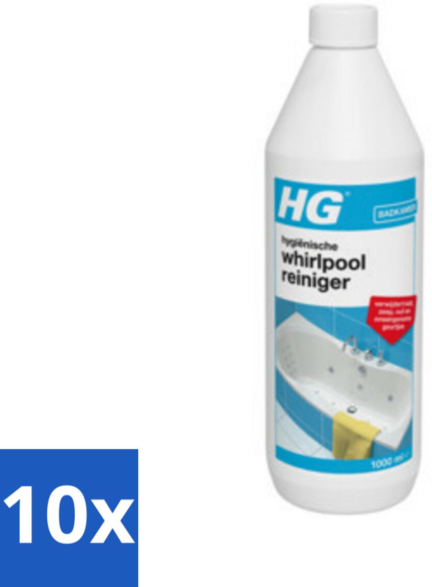 10 x HG Hygienische Whirlpool Reiniger 1 liter - Whirlpool Reinigen - Kalk Verwijderen - Zeep Verwijderen - Hygiëne Whirlpool - Whirlpool Schoonmaken