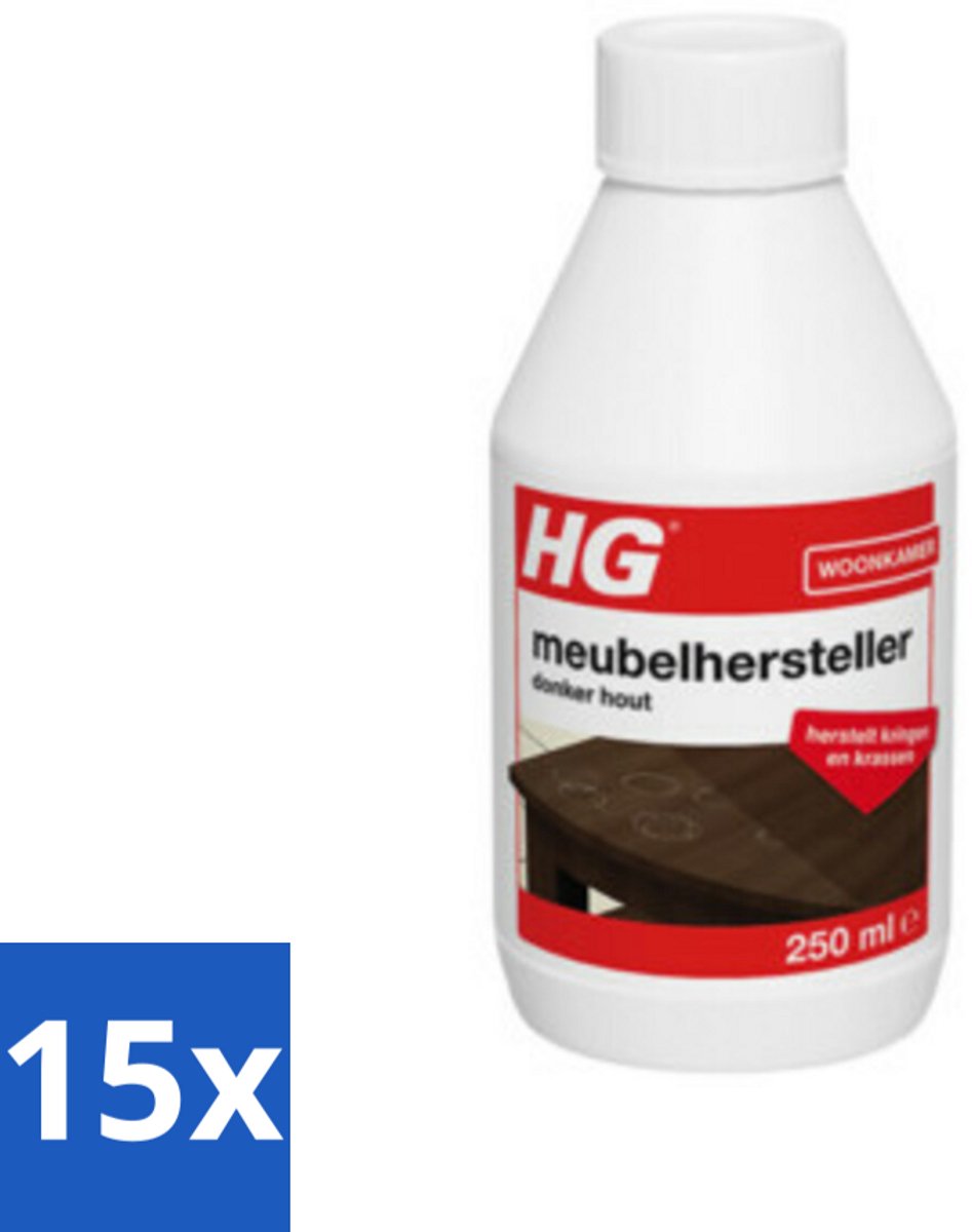 15 x HG Meubelhersteller Donker Hout 250 ml - Meubelhersteller - Donker Hout - Herstel Krassen - Herstel Vlekken - Herstel Waterkringen