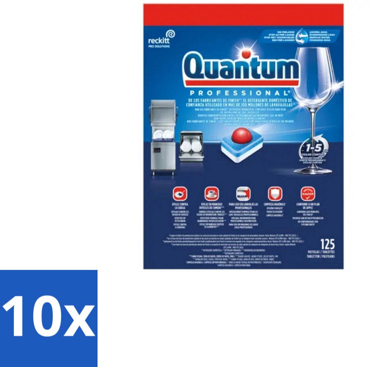 Finish – Vaatwastabletten – Quantum Pro All-in-One – 125 Capsules - Bulkverpakking - 10 stuks