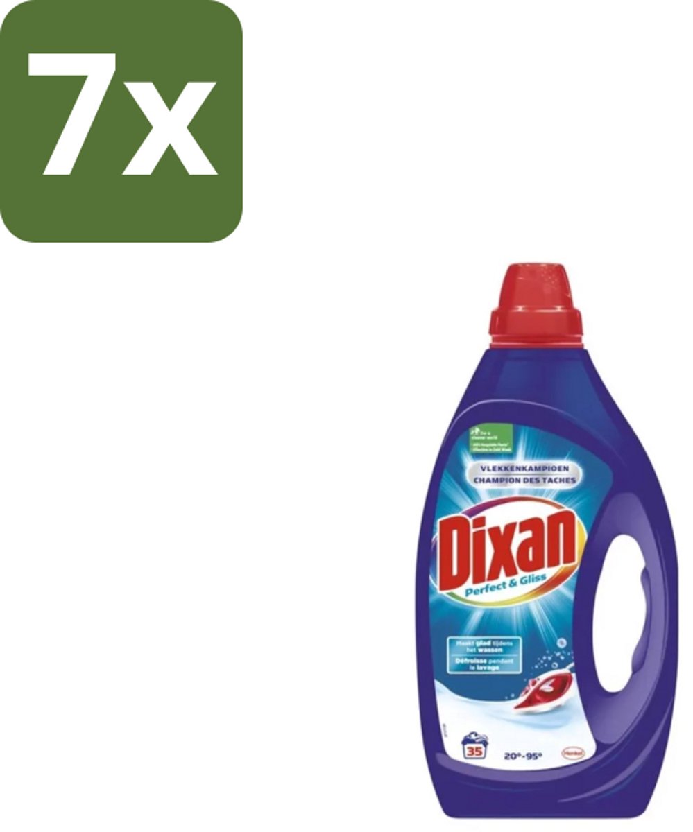 7 x Dixan – Vloeibaar Wasmiddel – Perfect & Gliss – 1750 ml - Wasmiddel - Vlekkenverwijdering - Antiplooiformule - Strijkwerk - Schone Was