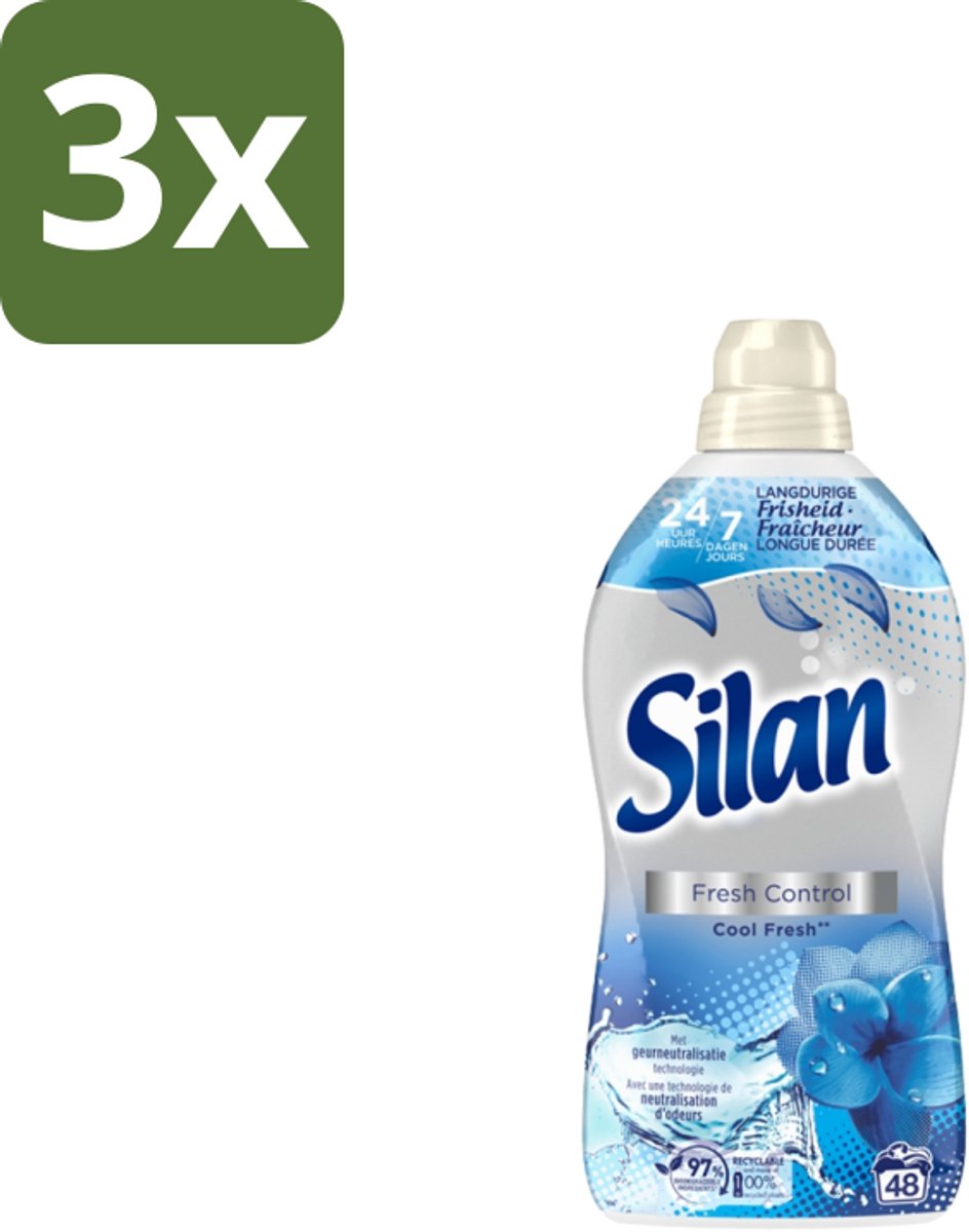 3 x Silan – Wasverzachter – Fresh Control Cool Fresh – 1056 ml - Wasverzachter - Frisheid - Kleding Verzorgen - Wasgoed Verzorgen - Koele Geur