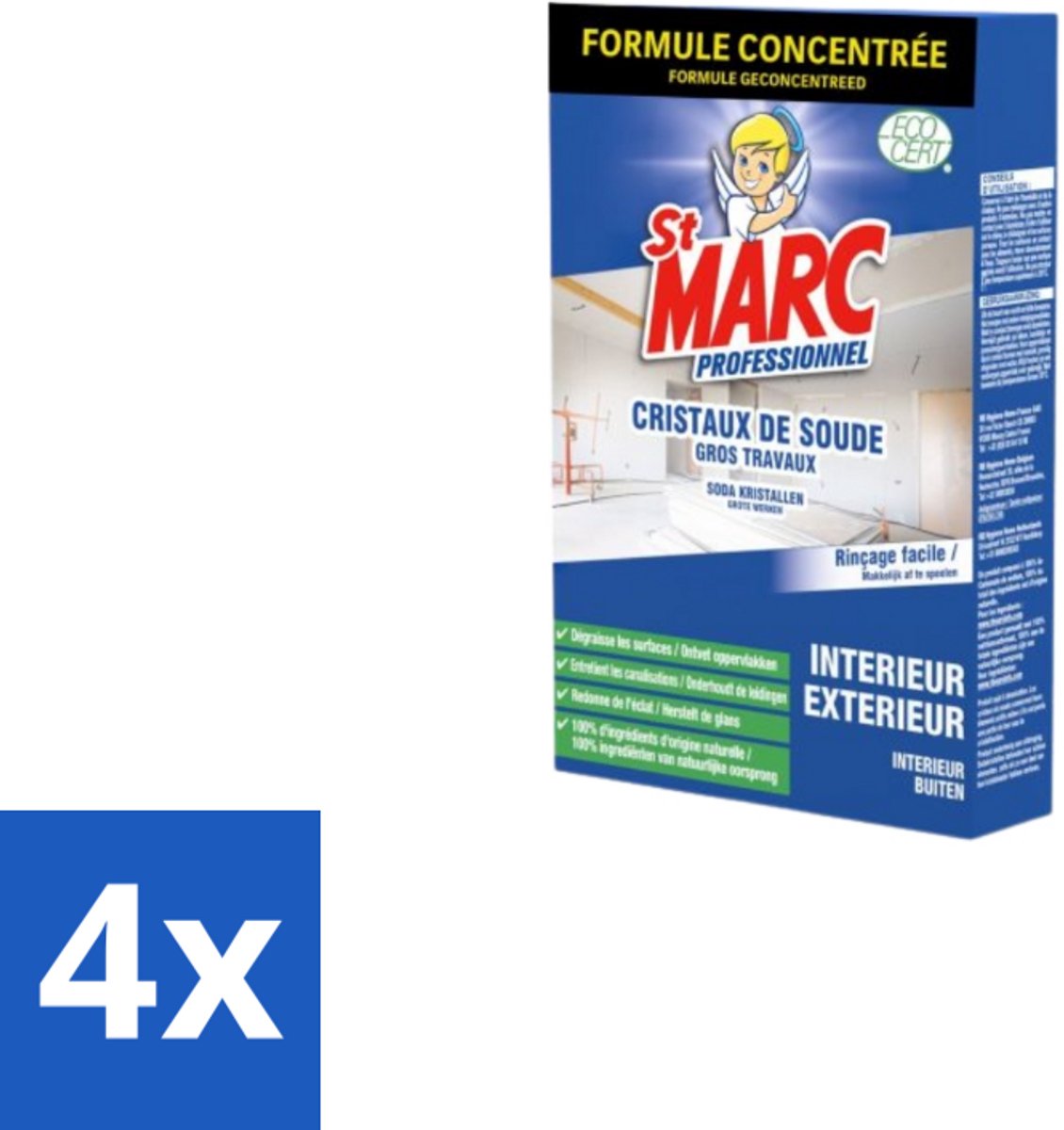 St. Marc – Multireiniger Poeder – Professioneel Sodakristallen – 1 kg - Voordeelverpakking - 4 stuks