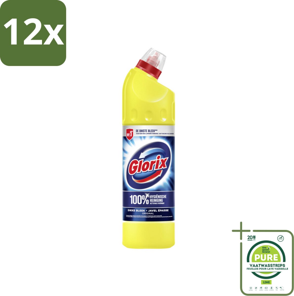 Glorix Original - Toiletreiniger - Dikke Bleek - Intensieve Reiniger - 750 ml - Voordeelverpakking - 12 stuks - Toilet schoonmaak - Toilet reiniger