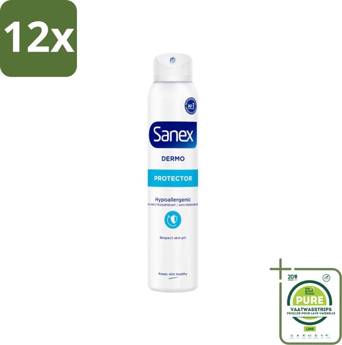 Sanex Dermo - Deodorant Spray - Hypoallergeen - Anti-Transpirant - 150 ml - Voordeelverpakking - 12 stuks - Deodorant spray - Antitranspirant