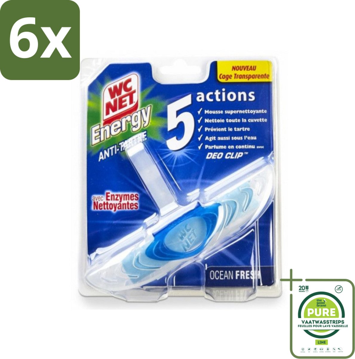 WC Net - Toiletblok - Ocean Fresh - 1 Blokje - Voordeelverpakking - 6 stuks - Toiletblok - Wc reiniger