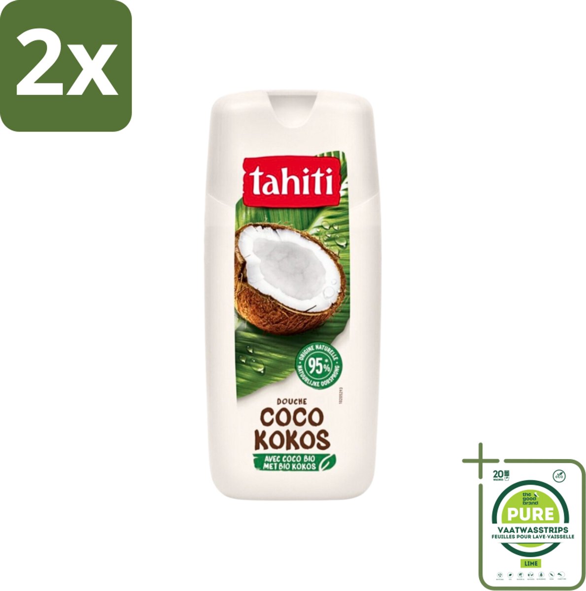 Tahiti - Douchegel - Biologische Kokos - 100% Vegan - 300 ml - Voordeelverpakking - 2 stuks - Douchegel - Kokos