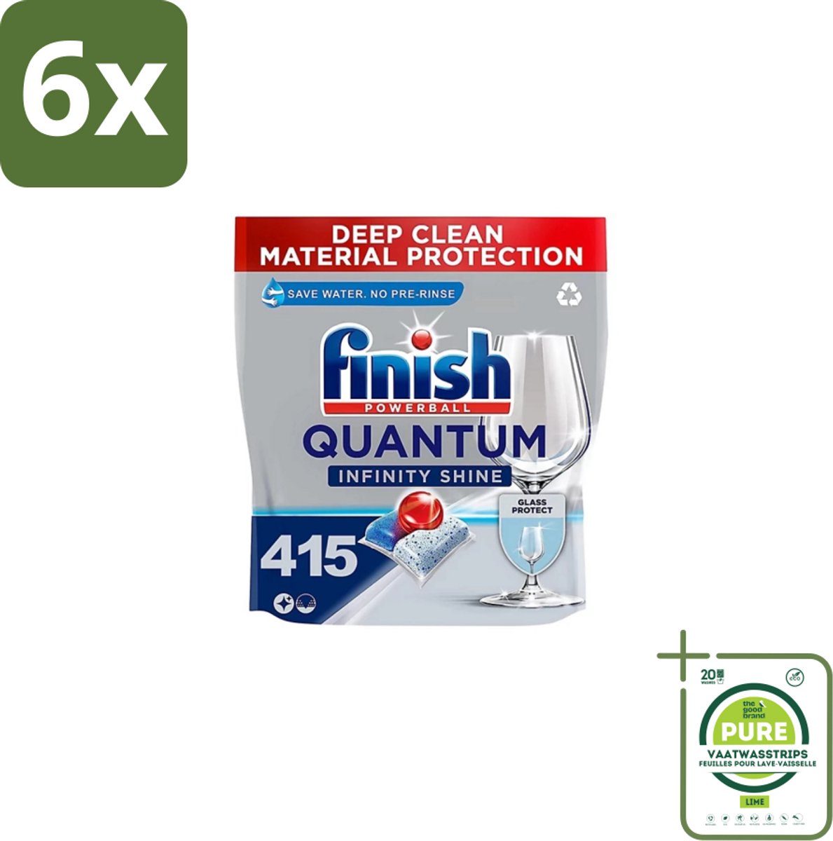 Finish – Vaatwastabletten – Quantum Infinity Shine – 83 Capsules - Voordeelverpakking - 6 stuks - Vaatwastabletten - Vaatwasser
