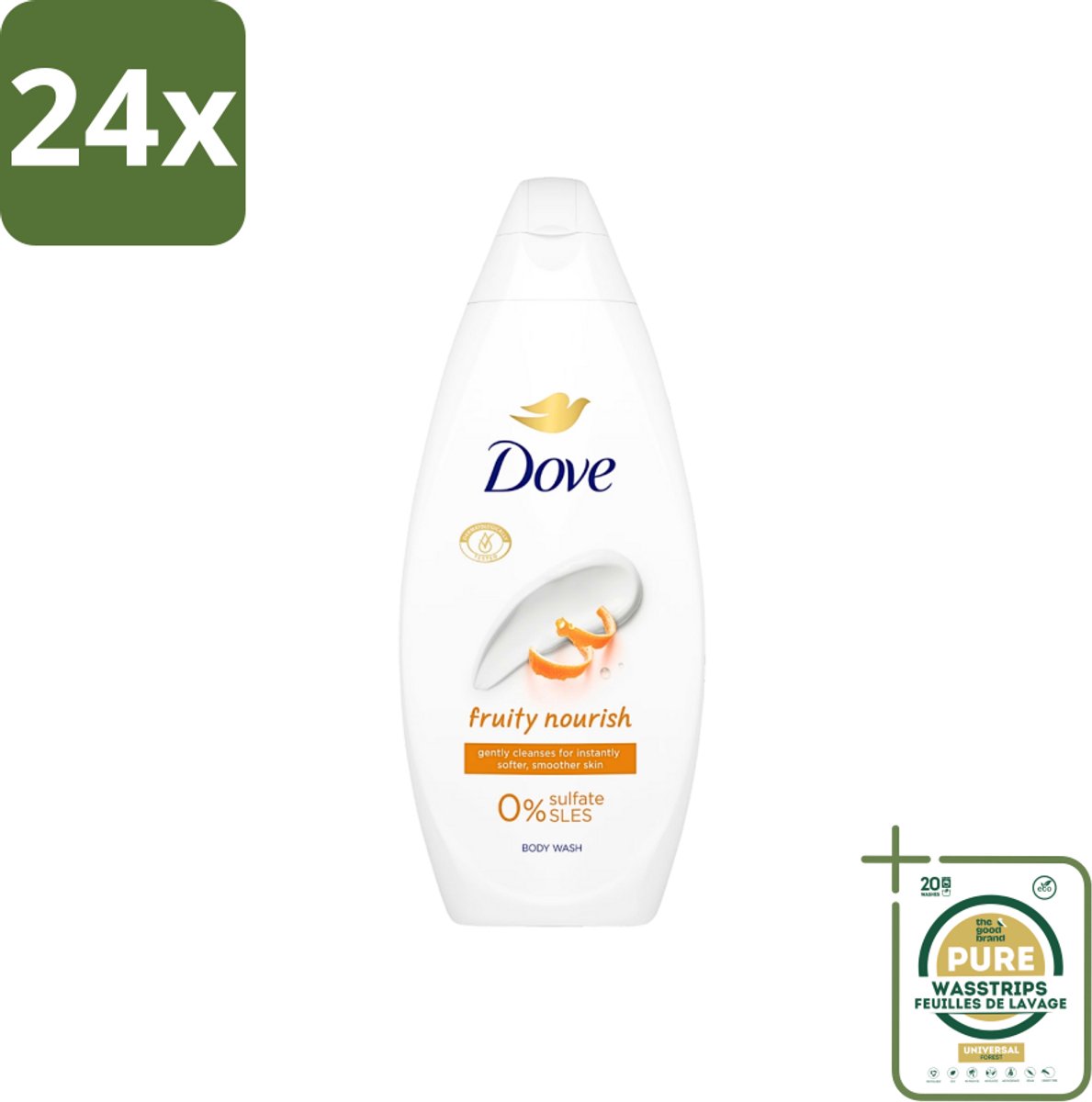 Dove Fruity Nourish - Douchegel - Sulfaatvrij - 250 ml - Voordeelverpakking - 24 stuks - Fruity Nourish - Hydraterend