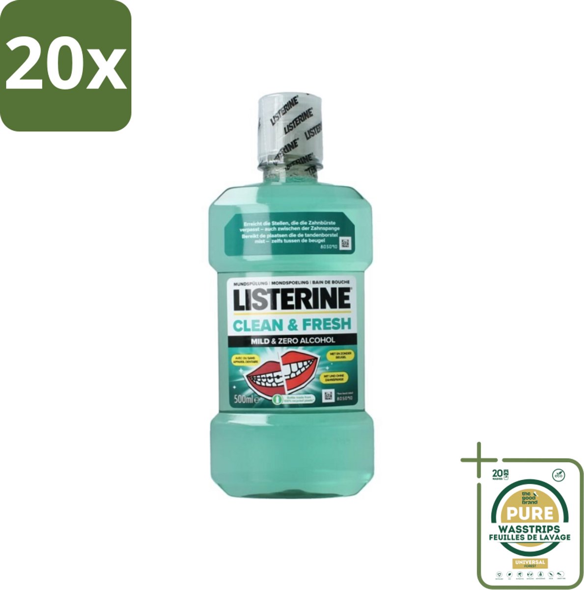 20 x Listerine – Mondwater – Clean & Fresh – Zonder alcohol – 500 ml - Grootverpakking - Koffie - Koffiezetapparaat - Koffiezetapparaat