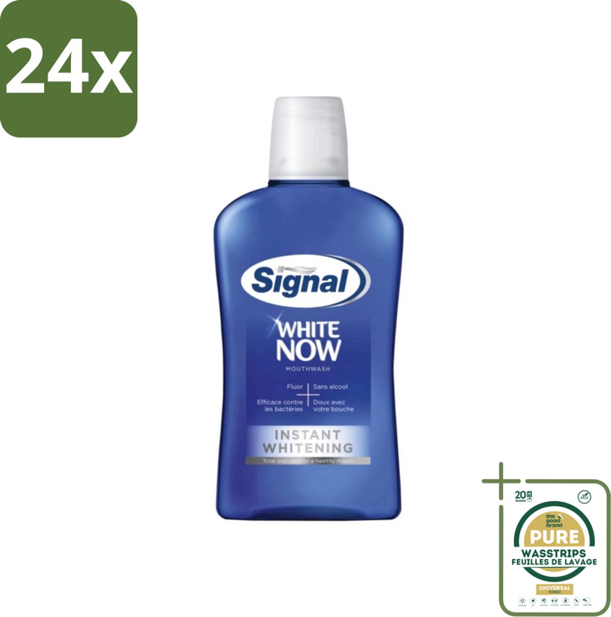 Signal - White Now - Mondwater - 0 % Alcohol - 500 ml - Voordeelverpakking - 24 stuks - Fluoride - Tandplak