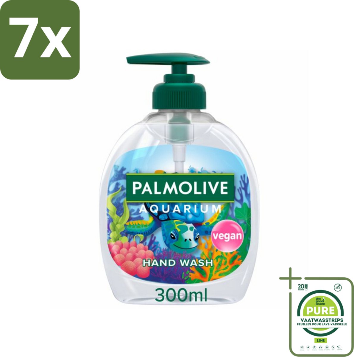 7 x Palmolive Handzeep Aquarium 300 ml - Grootverpakking - Handzeep - Natuurlijke Ingrediënten - Vegan - PH-neutraal - Zachte Reiniging