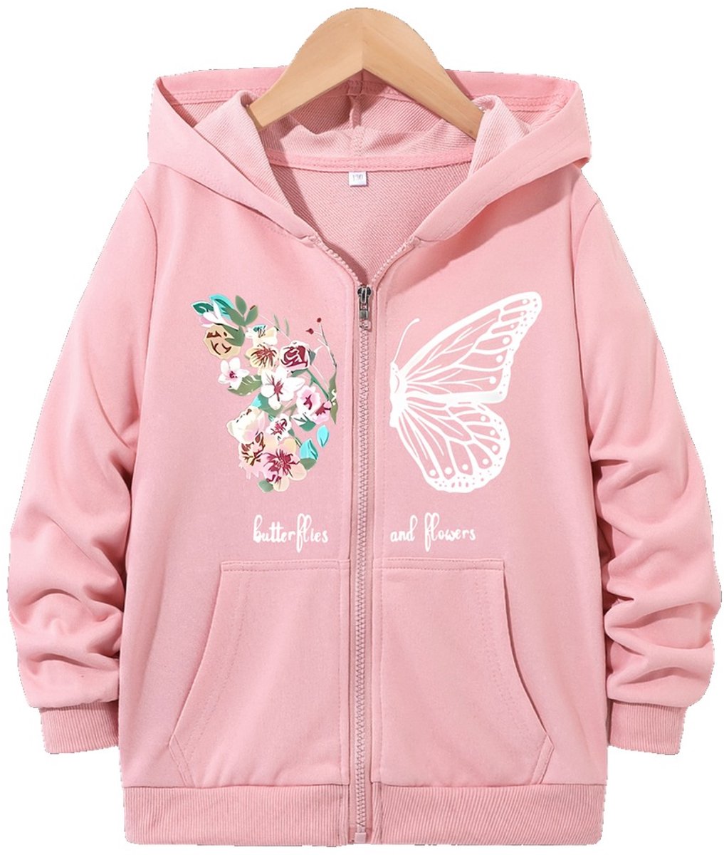 Currero Vest Meisjes Met Rits Sweater Meisje Cardigan Gebreid Sweaters Hoodie Warme Trui Lange Mouw 9-10 Jaar Roze