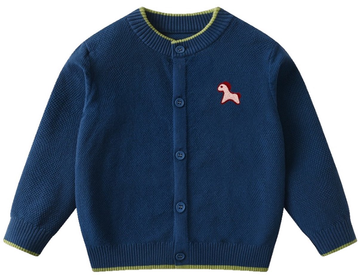 Currero Cardigan Jongens Vest Jongen Met Knopen Kinderen Warm Gebreid Vest Long Donkerblauw 3-4 Jaar