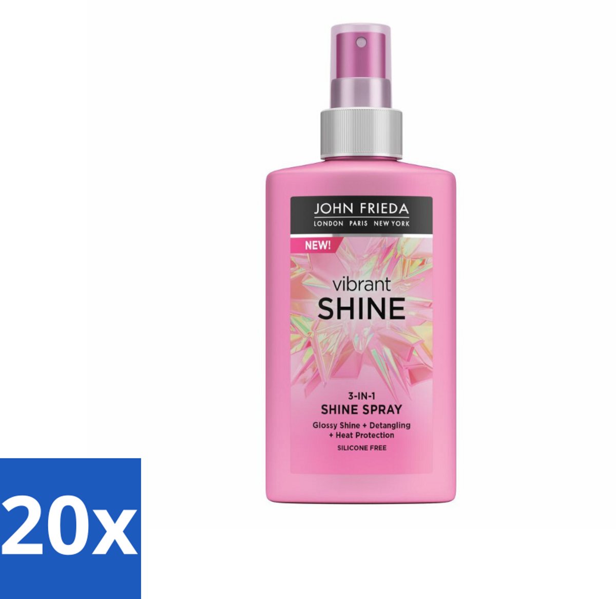 John Frieda – Haarspray – Vibrant Shine Colour 3-in-1 Shine Spray – Glansversterkend – 150 ml - Bulkverpakking - 20 stuks