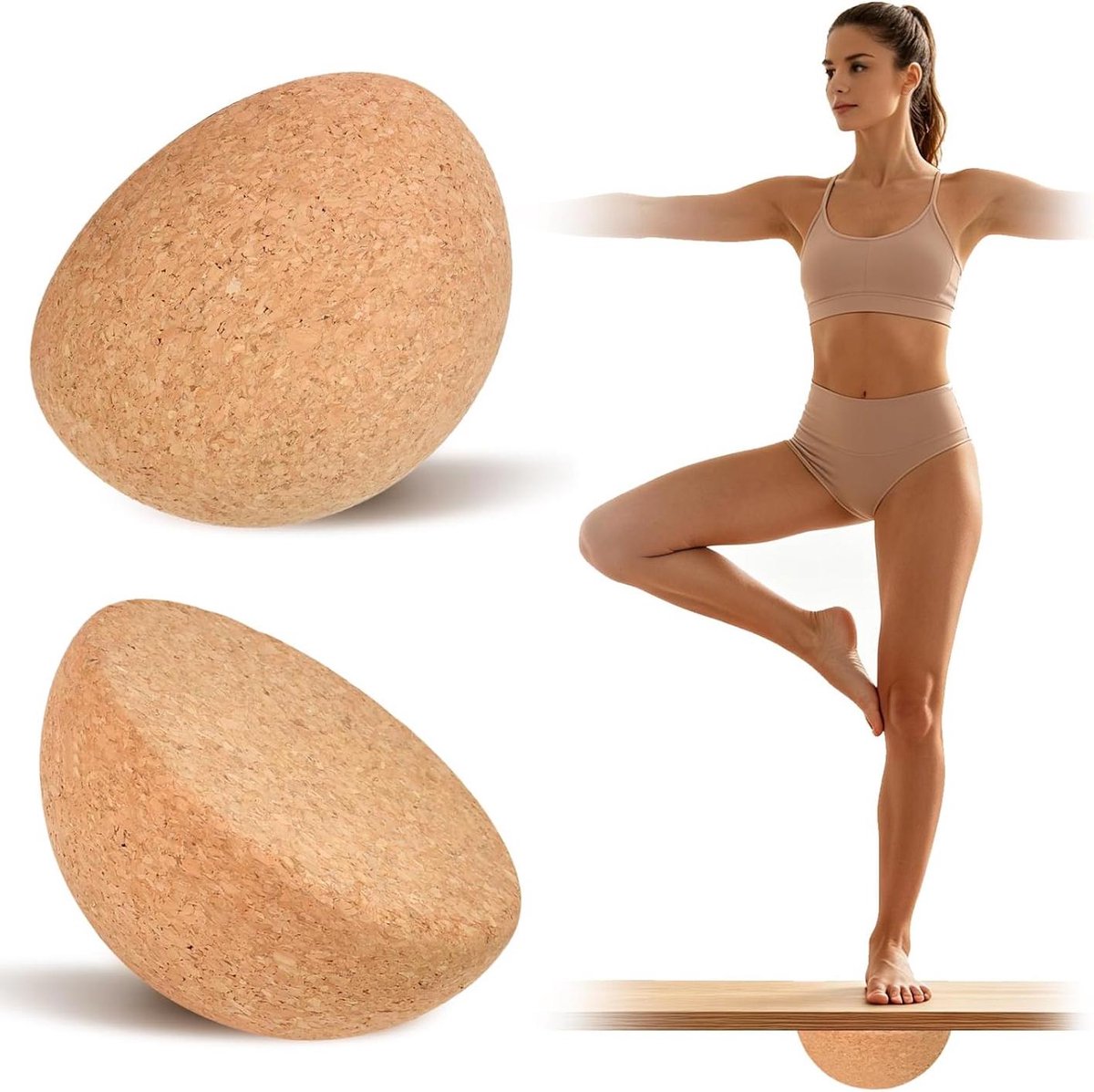 longziming - Balansbord Halve Bol van Massief Kurk - Ø 15 cm - Hoogte 7 cm - Kurken Balansbal voor Balans, Coördinatie en Training - voor Thuis en Studio - 1 stuk