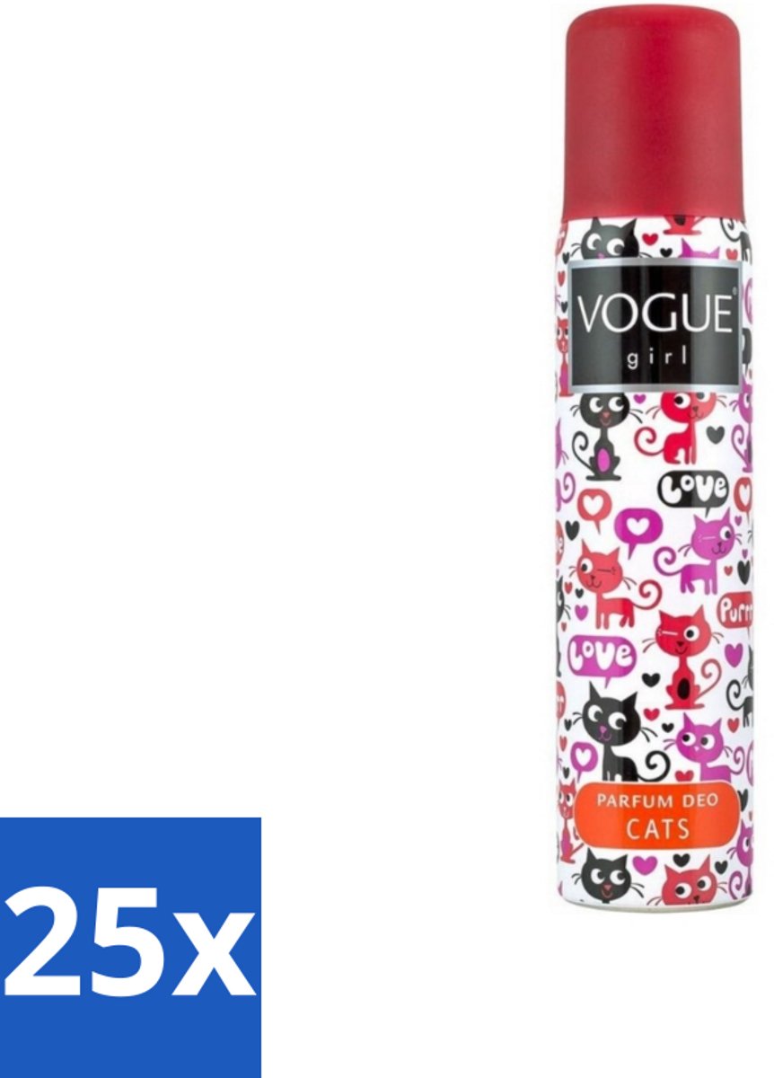 Vogue - Deodorant - Girl - Parfum Cats – 100 ml - Bulkverpakking - 25 stuks